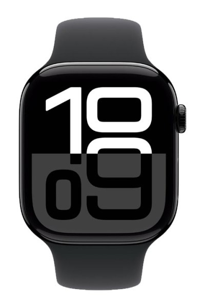 Apple Watch Series 10 GPS tief schwarz Aluminium, Schwarz Sport Band M-L, MWWQ3QF-A, 46mm